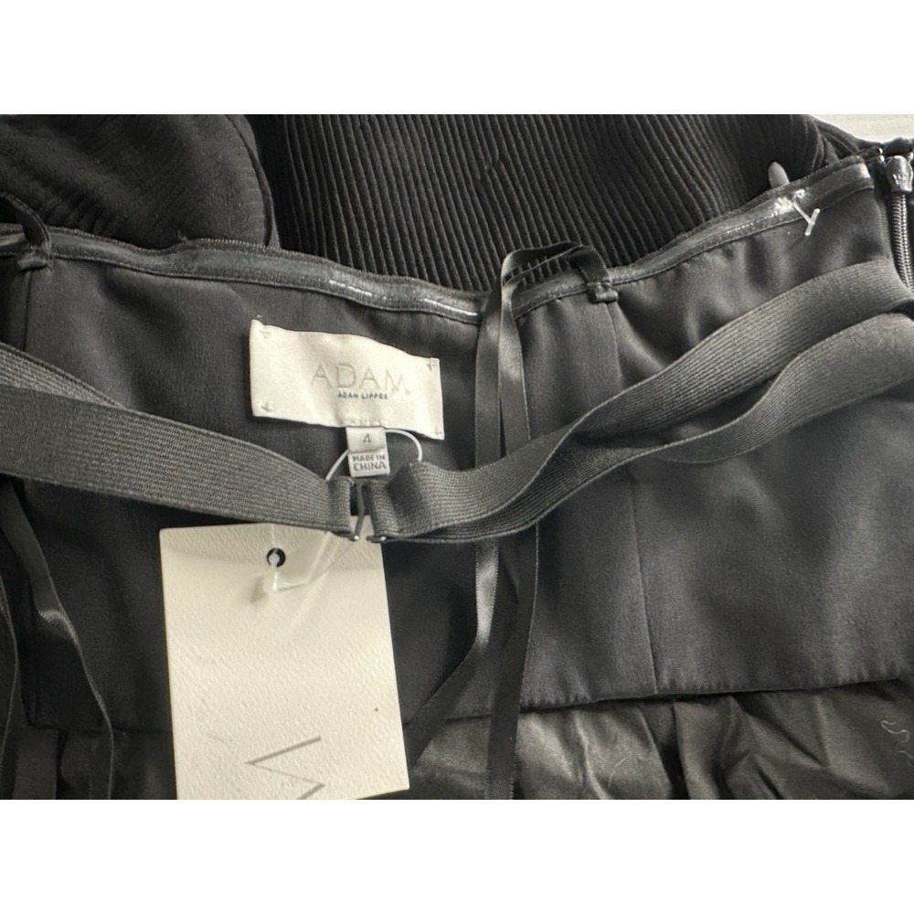 ADAM By Adam Lippes Black Silk Strapless Plisse Pleats Cocktail Dress Size 4 - Picture 13 of 16